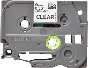 Cinta Brother TZE-121 | Negro sobre Transparente 9mm (3/8″) x 8 mts.