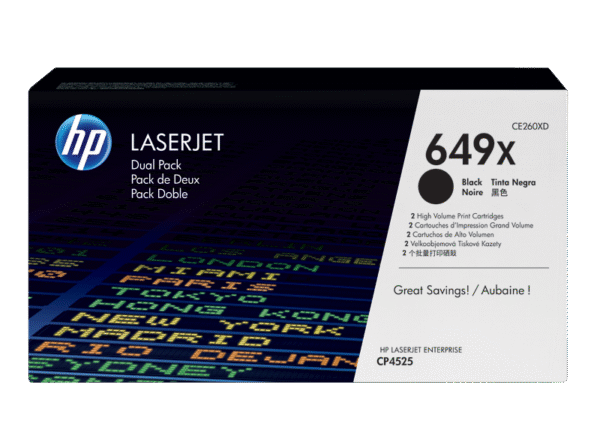 Toner Hp 649XD (CE260XD) Negro 17,000 Pag Dual Pack LaserJet Color CM4540 MFP - Imagen 2